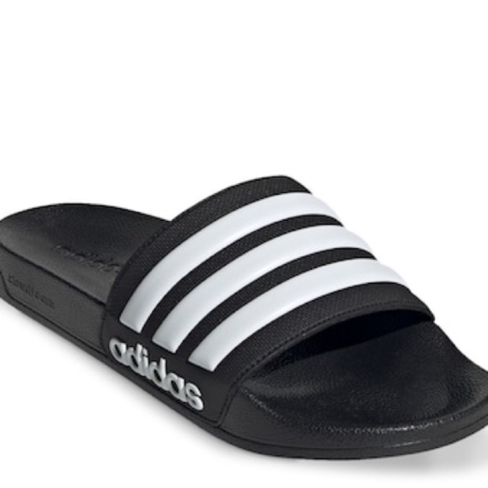 Adidas Black and White Striped Slides size 11